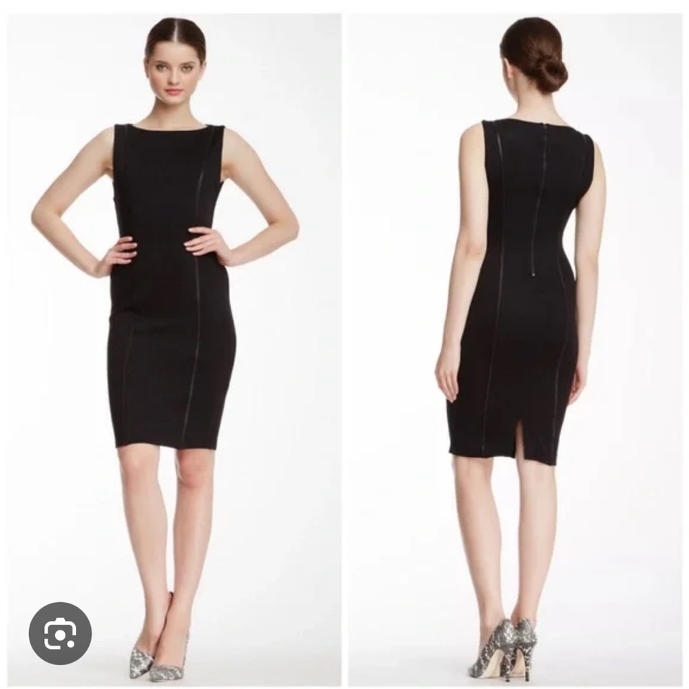 Alice + Olivia Constance Leather Piping dress
